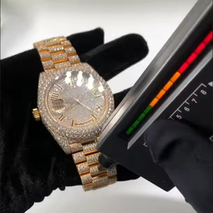 Heavy Look <b>Mens</b> Quartz Analog Watch with Moissanite Diamond Iced Dial Luxury <b>Stainless</b> <b>Steel</b> Rich Style Wristwatch for <b>Men</b> - Product Image 4