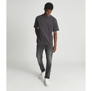 Camiseta con gráfico de color sólido para hombre Camiseta pesada ajustada con cuello redondo de algodón 95% con hombros caídos y logotipo frontal - Product Image 2