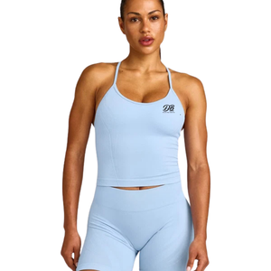 Camiseta sin mangas ligera para mujer, informal, con cuello redondo, elástica, cómoda, para verano, fitness, gimnasio, correr, entrenamiento - Product Image 1