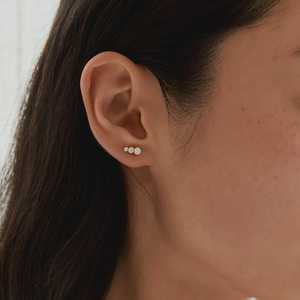 Pendientes de Oro Sólido 10K 14K 18K con Diamantes Cultivados en Laboratorio de Corte Redondo y Engaste Tipo Bisel, Joyería Fina para Conexión de Piercings, Fabricante - Product Image 2