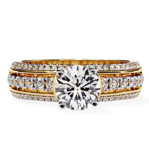 Anillo de compromiso moderno con diamante solitario cultivado en laboratorio, doble banda, 0.67 ct, claridad VVS/VS, certificado IGI, oro amarillo, blanco y rosa de 9K - Product Image 2