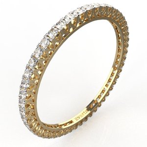 Anillo Clásico de Oro Amarillo con Diamantes Naturales de Corte Brillante Redondo, Joyería de Boda para Mujer - Product Image 1