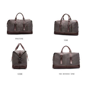 Vintage Canvas and Leather Duffel <b>Bag</b> Weekender Travel <b>Bag</b> Large <b>Overnight</b> Carry <b>Bag</b> With Shoulder Strap - Product Image 2