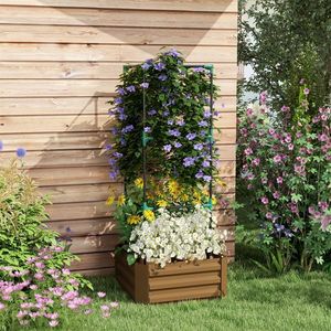 Fioriera Quadrata in Legno per Piante e Fiori, Modello INS, Forniture da Giardino, Vaso in Plastica per Irrigazione e Piantumazione - Product Image 1
