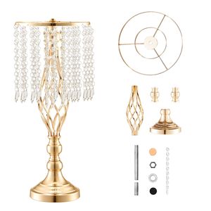 Set di 12 Supporti Floreali in Metallo Dorato da 49cm/19.3 Pollici, Vasi per Fiori in Cristallo, Eleganti Decorazioni da Tavolo per Matrimoni - Product Image 1