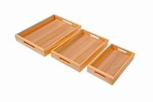 Plateau rectangulaire en bois artisanal moderne H a CRAFT avec poignée, design abstrait, pour occasions de mariage, plateau de service décoratif - Product Image 2