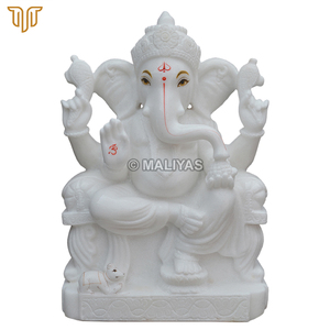 Estatua de Ganesha de Mármol Blanco Puro |   Ídolo del Dios Ganesha Hecho a Mano |   Murti de Ganpati de Mármol Premium para Templo en Casa - 12 Pulgadas - Product Image 2