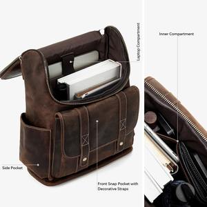 Vintage Leather Backpack Men Laptop <b>Rucksack</b> Large <b>Travel</b> Daypack Hiking School Bookbag Retro Brown Flap Work Business Bag Gift - Product Image 4