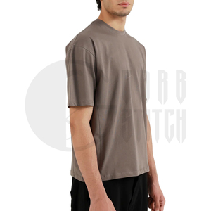 Camiseta de Manga Corta para Hombre, Color Naranja, Cuello Redondo, Corte Holgado, Informal, Transpirable, 100% Algodón Tejido, Color Sólido - Product Image 3
