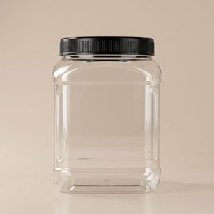 <b>Square</b> Clear PET <b>Plastic</b> <b>Container</b> 2L with Black Screw Lid for Food Storage Packaging Vietnam Factory OEM ODM - Product Image 3