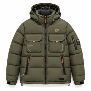 Custom <b>Men</b> Winter Puffer <b>Jacket</b> Polyester Quilted <b>Warm</b> Coat Low MOQ OEM Apparel Manufacturer - Product Image 1