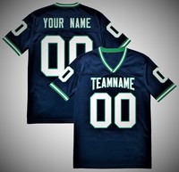 Jersey Sepak Bola Amerika Sublimasi Kustom, Pakaian Tim Berbahan Mesh, Lengan Pendek, Kerah V, Seragam Olahraga Desain OEM