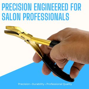 Precision Curved Hair Extension <b>Bead</b> Crimper Plier Flat Jaw Fine Serrated Teeth Rubber Grip Tool for Hair Extension Installation - Product Image 6