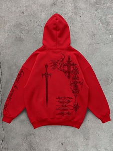 เสื้อฮู้ดสไตล์โกธิคสำหรับผู้ชายไซส์ใหญ่ ลายพิมพ์ด้านหลัง แขนยาว สตรีทแวร์ รับผลิตแบบ OEM ODM ขั้นต่ำน้อย - Product Image 1