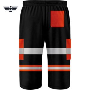 Pantalones Cortos de Seguridad de Trabajo de Poliéster Fluorescente de Alta Visibilidad Personalizados con Cinta Reflectante |   Pantalones Cortos de Alta Visibilidad para Trabajo Industrial - Product Image 2