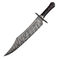 Couteau Bowy à pointe clip en acier Damas fait main avec manche en corne, pour la chasse et la survie en extérieur, DIY OEM OBM