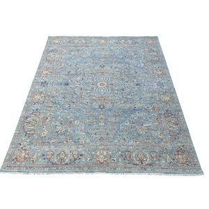 Tapis vintage bleu clair à motifs persans - Tapis oriental à poils ras tufté à la main pour chambre à coucher - Product Image 2