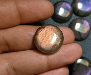 Paire de cabochons ronds en labradorite violette rare de 23 mm, labradorite violet feu, pierres précieuses en vrac pour la fabrication de bijoux - Product Image 3