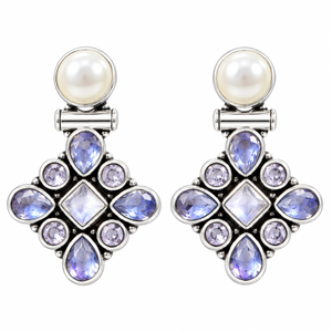 Pendientes de Plata Oxidada con Forma de Campana, con Circonita Corte Pera y Perla de Imitación para Mujer - Regalo de Boda Clásico, Directo de Fábrica - Product Image 1