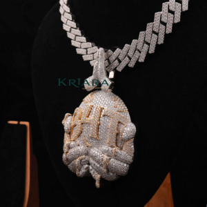 Colgante de Letra con Diamantes Cultivados en Laboratorio para Hombre, Estilo Hip Hop, Chapado en Plata 925, Corte Brillante Redondo, Joyería con Diamantes Blancos - Product Image 4