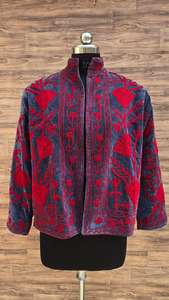 Handmade Suzani Embroidered Jacket Vintage Boho Ethnic Velvet <b>Coat</b> Floral Hand <b>Stitch</b> Women Quilted Winter Outerwear - Product Image 3