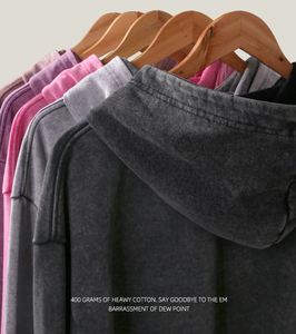 Custom Loose Drop Shoulder Casual Pullover <b>Vintage</b> <b>French</b> Terry 400 Gsm Heavyweight Distressed Acid Wash Hoodie Sweatshirt - Product Image 5