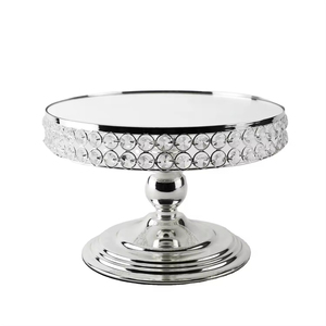 Round Stainless Steel <b>Cake</b> Stand with Crystal Trim and Mirrored <b>Top</b> Hand Wash Only Non-Toxic - Product Image 1