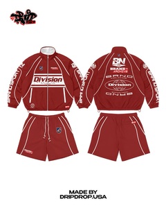 <b>Black</b> Division Sports Wear Jacket Shorts Set | Oversized Zip <b>Windbreaker</b> & Shorts | Brand Archive Streetwear Matching Set OEM - Product Image 4