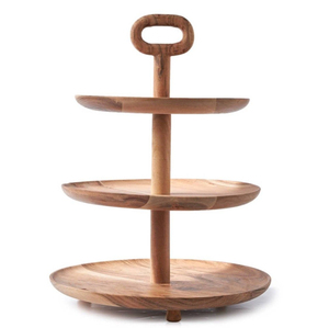 Best selling Wooden Two <b>Tier</b> <b>Cake</b> <b>Stand</b> Handmade Round Display Tray For Dessert Serving - Product Image 3