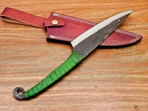 Cuchillo de Caza con Mango Verde, Hoja de Punta de Lanza, Borde Recto, Acero al Carbono de 0.6 mm de Grosor, Grado DIY - Product Image 6