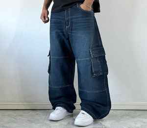 Men's Cargo Denim Cargo Pants Wide Leg Multiple Pockets Breathable Workwear Style <b>Elastic</b> <b>Waist</b> Button Fly Midweight Canvas - Product Image 1