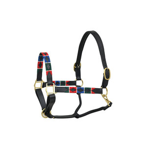 Harnais pour cheval en nylon à motifs, avec ferrures en laiton, pour usage équestre. - Product Image 4