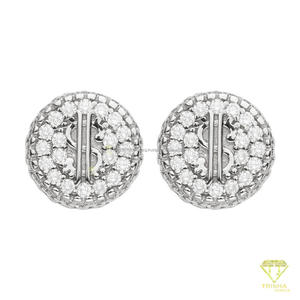 Elegant 925 Sterling <b>Silver</b> Round Stud <b>Earrings</b> With Dollar Symbol Center Sparkling Statement Jewelry For Retailers - Product Image 3