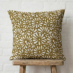 Housse de coussin marron imprimée à la main, motif géométrique mandala, oreiller décoratif moderne rustique pour salon - Product Image 2