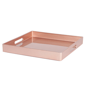 Luxury Metallic Rose Gold Lacquered Serving <b>Tray</b> with Handles Decorative <b>Tray</b> for Eating, Snacks, Drinks, Food Serving - Product Image 1