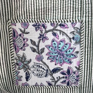 Bolsa de Mano Plegable Hecha a Mano en India, Acolchada, de Algodón, Estilo Bohemio, Ecológica, de Tres Capas, Cosida, para Mujer, Bolsas de Viaje - Product Image 4