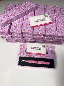 GETUP BROSONS Pink Eyelash Tweezers Stainless Steel Precision Tool <b>Box</b> Packaging - Product Image 2