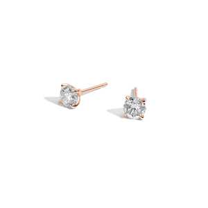 1 Carat 14K Gold Lab Grown Diamond Stud Earrings Minimalist Cut Invisible V Bottom Modern Claw Prong <b>Post</b> Solitaire Gold Gift - Product Image 6