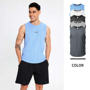 Camiseta sin Mangas para Hombre, Cuello Redondo, Tejido Transpirable de Algodón/Poliéster, Informal, Deportiva, Ligera y de Secado Rápido, Superventas - Product Image 1