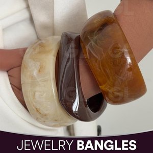 Jewelry Bangles <b>Resin</b> Round Fashion Bracelet Marble Look Unisex Vintage Style - Product Image 2
