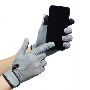 Gants d'équitation d'été unisexes personnalisés en cuir PU, demi-doigts, respirants, fermeture auto-agrippante, impression numérique, polaire douce - Product Image 3