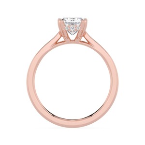 Bague de fiançailles en or rose 10K Regal avec diamants de laboratoire 2.09 carats, taille ronde et taille émeraude, bijoux de mariage sophistiqués et luxueux - Product Image 2