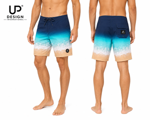 <b>Men's</b> Ocean Beach Board Shorts Quick Dry Surf Swim <b>Trunks</b> Sea Wave Print 100% Cotton Polyester High Quality Drawstring Closure - Product Image 3