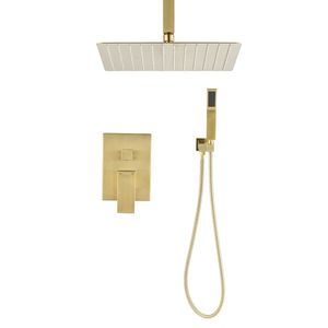 Set Doccia Contemporaneo Monocomando a Soffitto con Soffione a Pioggia da 12 Pollici e Doccetta con Funzione LED - Product Image 1