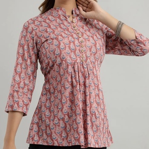 Vente en gros de hauts Kurta tendance pour femmes, vêtements féminins d'été, coupe ajustée, parfait pour un style décontracté, basique mais de haute qualité - Product Image 6