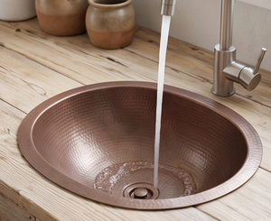 Fregadero de Cocina Premium Hecho a Mano de Cobre Martillado, de un Solo Tazón, Redondo, Acabado Mate Rústico, para Instalar Bajo Encimera - Product Image 3