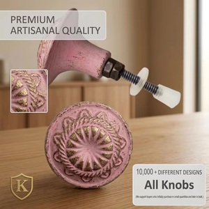 Poignée de meuble en fonte durable Ba, bouton rond rose au design industriel pour tiroir de cuisine, chambre, commode, mobilier - Product Image 4