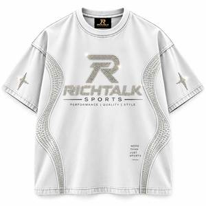 เสื้อยืดแขนสั้นทรงปกติสำหรับผู้ชาย พิมพ์ลายกลิตเตอร์เพชรด้านหน้า คอกลม สไตล์สปอร์ต ผ้าเจอร์ซีย์ระบายอากาศได้ดี - Product Image 3