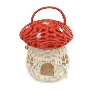 Eco Friendly Handwoven Wicker Mushroom Shape Toy Storage <b>Basket</b> With Lid Kids Furniture Kids Room Wholesale - Product Image 2