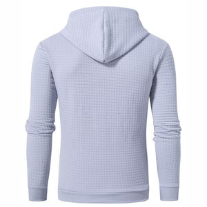 Sweat-shirt à capuche bleu clair pour homme, coupe classique, tricot gaufré, décontracté, manches longues, pour l'automne - Product Image 2